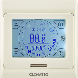 Терморегулятор для теплого пола CLIMATIQ ST с ЖК-дисплеем, сенсорными кнопками и функциями программирования, слоновая кость 20668
